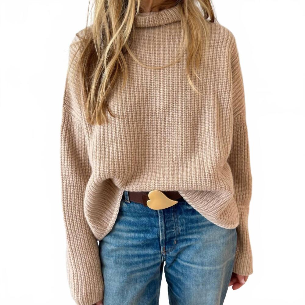NEW KERRI ROSENTHAL marlowe cashmere sweater in camel